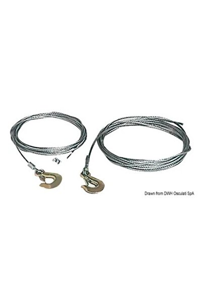 OSCULATI Flexible Galvanized Steel Wire Cable Ø5 mm, Length 7.5 m with Shackles and Winch Attachment