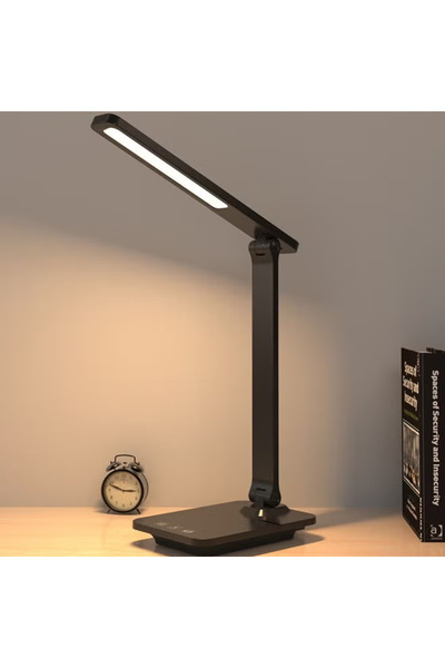 KEKE مصباح مكتبي أسود قابل للطي وإعادة الشحن للدراسة والعمل