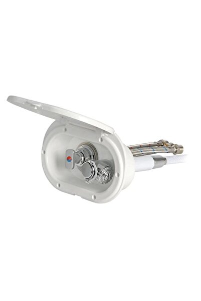 OSCULATI Cabină de duș ovală cu furtun PVC alb de 4 m și evacuare spate,