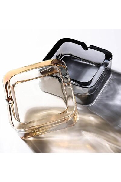 SAİM Crystal Square Glass Ashtray for Cigar Cigarettes Ash Tray Home Office Decoration (Amber)