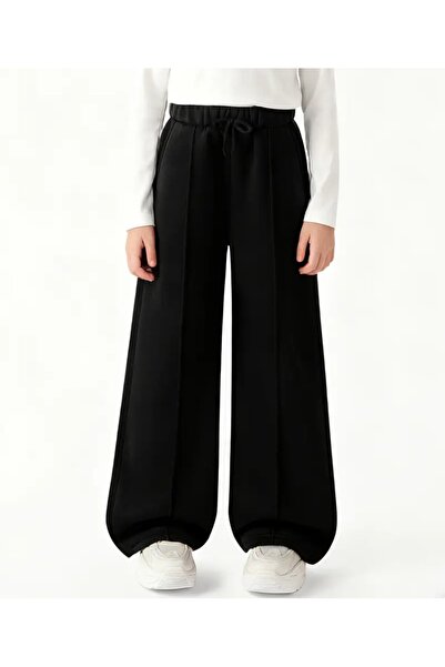 shop Pantaloni largi pentru fete, țesuți, negri