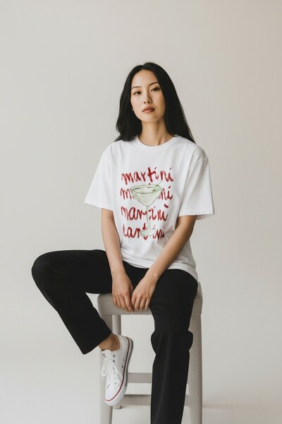RF Studio Martini Cocktail Cheers Printed Oversized Unisex 100% Cotton Retro ...