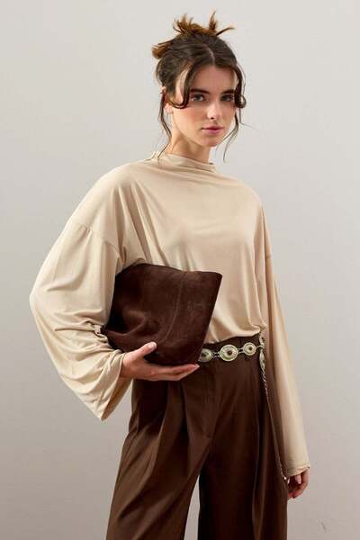 Ceylan Otantik Beige Jersey Blouse