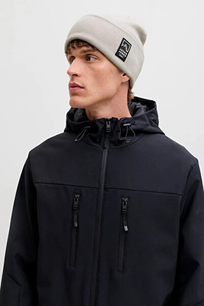 Jack & Jones Men's Jacalpes Logo Detailed Knitted Beanie 12286472 Gray