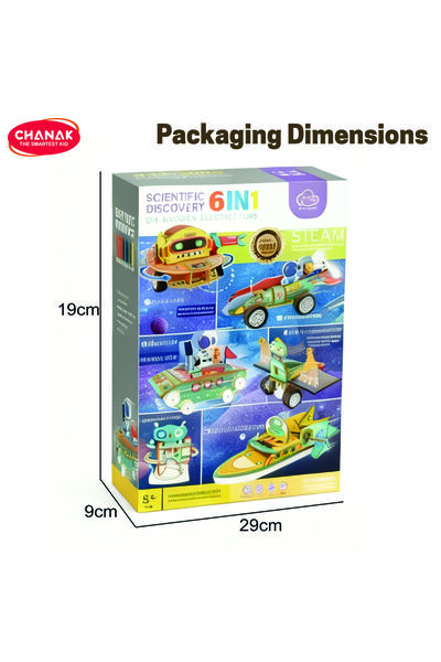 Chanak 6-in-1 DIY Wooden Electric Science Kit for Kids | Build Robots, Cars & Space Models