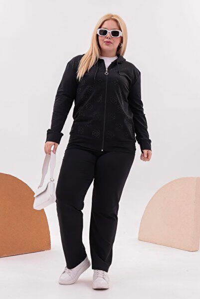 Siyezen Large Size Black Sparkling Stone Printed Sets