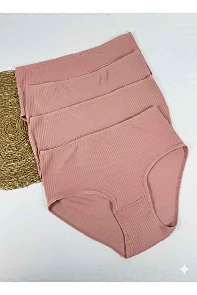 FUNELLA Women's Panties 4-Pack High Waist Stretch Fabric Cotton Ribbed Knit Rib