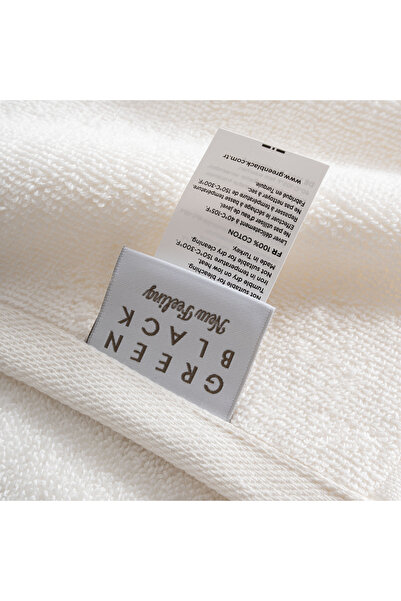 Green Black Lara Hand Towel 100% Cotton Bordered Cream 30X50 cm