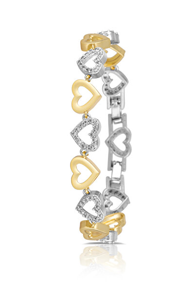 Polo Air Heart Cord Women's Wristwatch Zircon Stone Heart Bracelet Combination Gold Silver Color Pl-1556B3