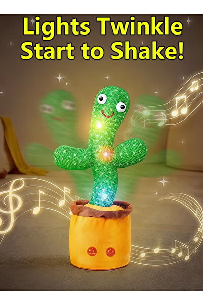 OEM Electric Dancing Plant Cactus Plush Stuffed Toy -Green/Brown With Music For Kids