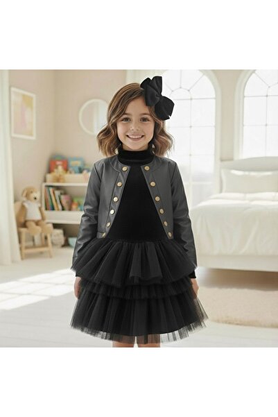 Milon Moda 3 piese: haină din piele gri, rochie și cataramă