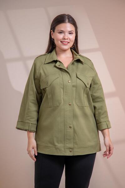 Roxxlen 1212090 Дамско яке с качулка и цип отстрани, размер плюс, камел