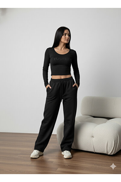 CAONNES Pantaloni de trening negri pentru femei, căptușiți cu bumbac, pentru ...