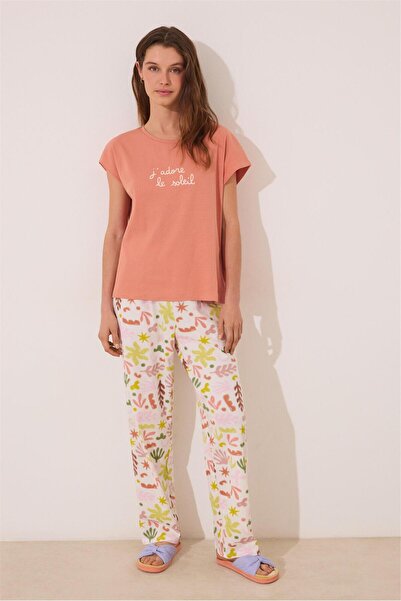 Perspective Women Secret Turuncu Desenli Pijama Takımı