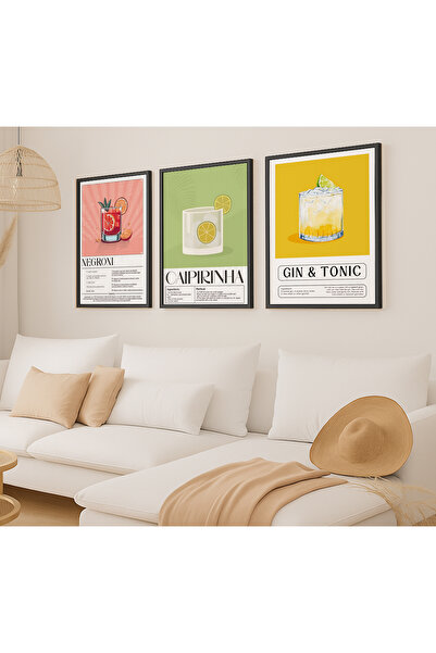 VOBA STORE SET DE MASA MDF CU CADRU TEMATIC COCTAIL DE 3 PIESE -96 NEGRU