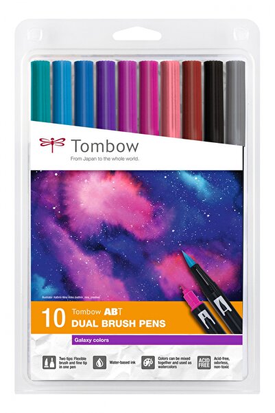 Tombow ABT Dual Brush Pen Galaxy Colors Set 10 markere pensula, culori asortate