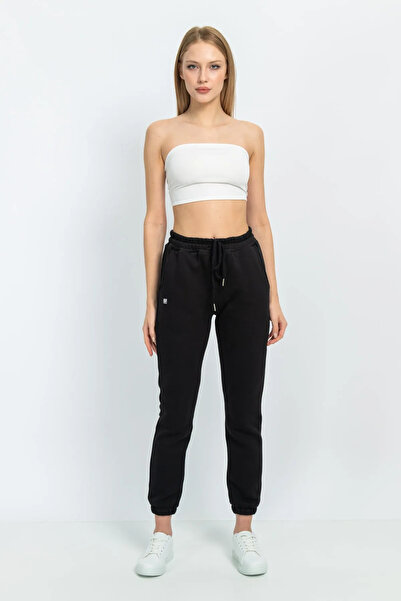 Lexsina Women's Black Elastic Sweatpants