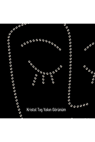 Crea Eymer Wear Artistic Crystal Stone Printed Cotton Crew Neck T-Shirt Black