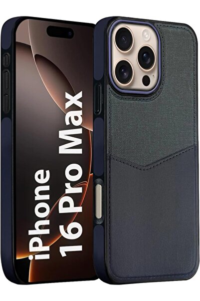 Margoun iPhone 16 Pro Max Leather Card Case with 1-2 Card Holder (Dark Blue)