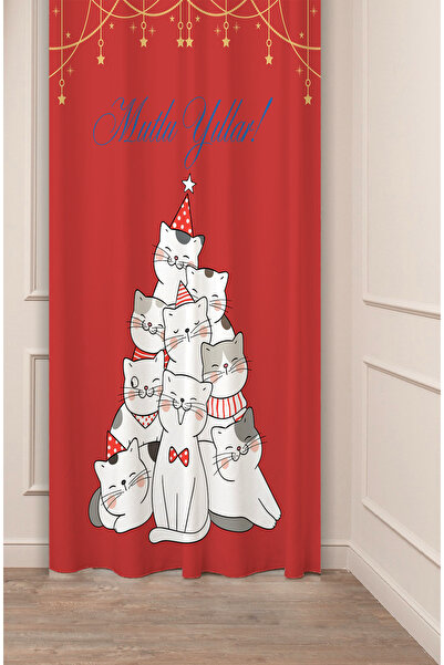 GREENDECOR Brad de Crăciun, copac de Crăciun, zăpadă, Anul Nou, model de Crăciun, design special, perdea digitală cu imprimeu