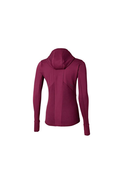 MIZUNO Active Warm Women's Hooded Half Zipper Windbreaker Claret Red