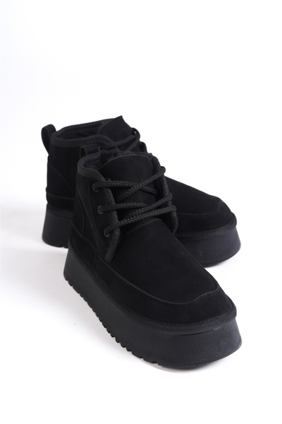 Redoxy Women's Lace-Up Thick Soled Fur-Lined Suede Mini Boots