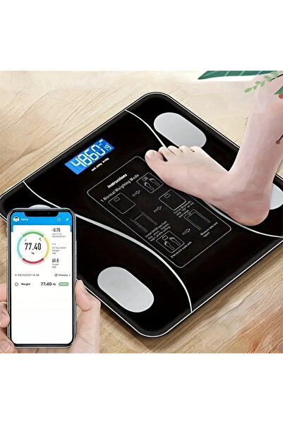 Yenimiyeni Dijital Baskül Yağ Su Kas Vücut Kitle Endeksi Kilo Ölçer Tartı Vüc...