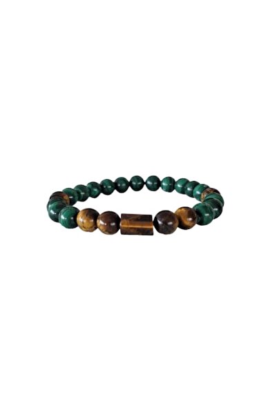 Ezera - Men's Bracelet, Malachite and Tiger Eye crystals, 19 cm