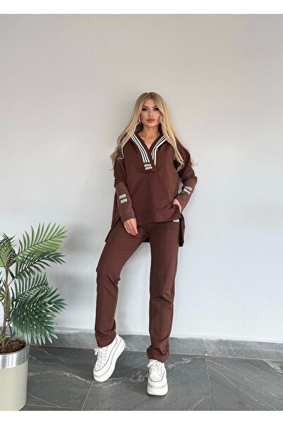 Bella Belluci Hooded Sports Suit with Rubber Detail on the Sleeves