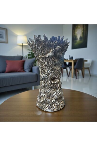 Peramari Διακοσμητικός καθρέφτης μακιγιάζ από πολυεστέρα με πουλάκια και ασημένιο κρεμαστό στολίδι 32Χ16Χ10 εκ.