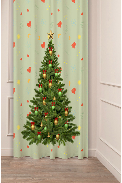 GREENDECOR Christmas Pine Tree Christmas Tree Snow New Year Christmas Patterned Specially Designed Digital Printed Background Curtain