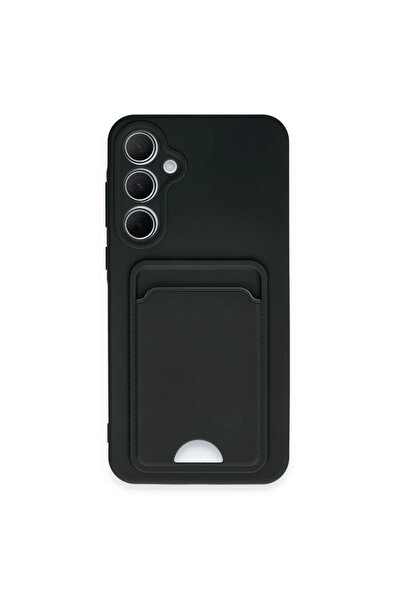 eco port حافظة سامسونج جالاكسي A35 5G من السيليكون مع حامل بطاقات - أسود