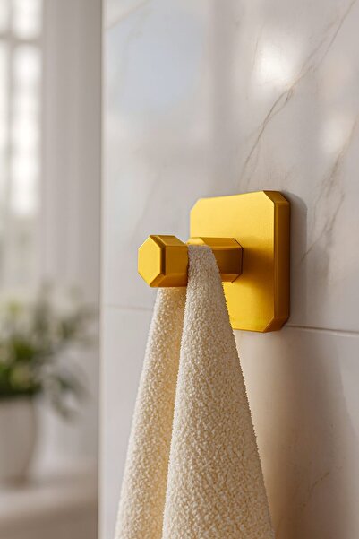 URASDESIGN 2 Adet Premium Gold Alüminyum Banyo Mutfak Havlu Bornoz Askısı Yap...