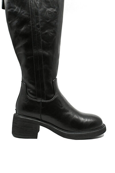 PASS Collection Women's Tall Riding Boots Black Leather