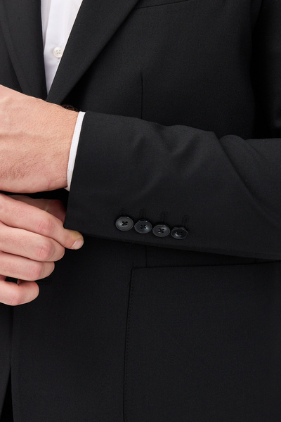 Frappoli Forex Men's Black Polyviscose Fabric Wool-Blend Half Lined Slimfit Suit with Pocket Bags 2-Piece Suit