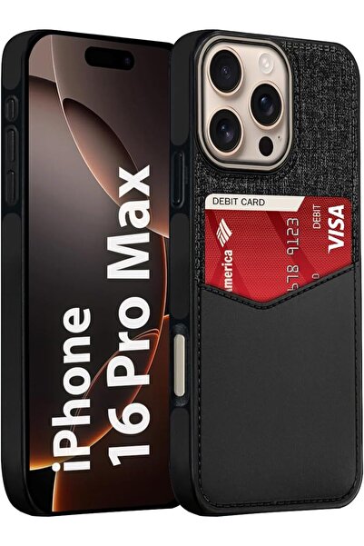 Margoun iPhone 16 Pro Max Leather Card Case with 1-2 Card Holder (Black)