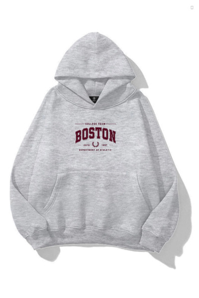 EydaMoon Women's Winter Wool Inside Boston B Printed K Hooded Kangaroo Pocket...