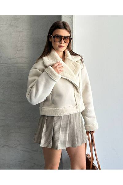 ZF BUTİK Plush Croquette Suede Coat with Zf Inside