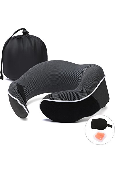 Pillowcase Amitofo Travel Pillow, Premium Memory Foam Neck Pillow (Dark Grey)