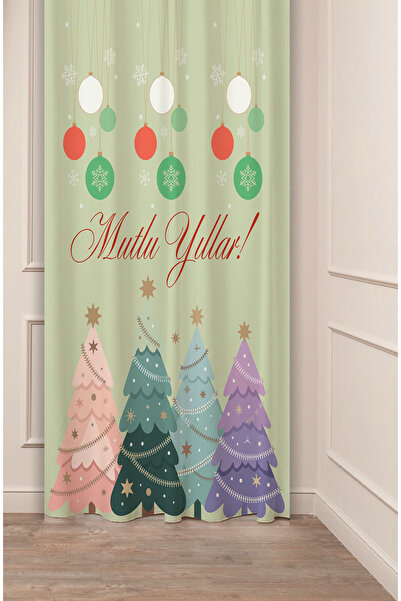 GREENDECOR Christmas Pine Tree Christmas Tree Snow New Year Christmas Patterned Specially Designed Digital Printed Background Curtain