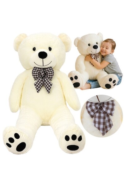 KRUZZEL Plush Teddy Bear, 100 cm, ecru