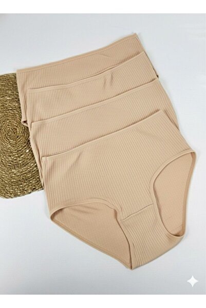 FUNELLA Women's Panties 4-Pack High Waist Stretch Fabric Cotton Ribbed Knit Rib