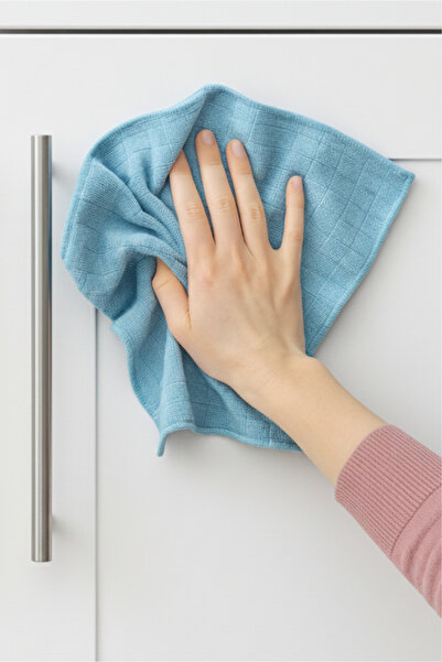 Orvila 3-Piece Blue Square Pattern Microfiber Kitchen Cloth General Cleaning Cloth Surface Cleaning Cloth 37.5X40 cm