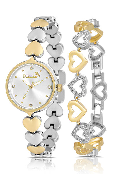Polo Air Heart Cord Women's Wristwatch Zircon Stone Heart Bracelet Combination Gold Silver Color Pl-1556B3