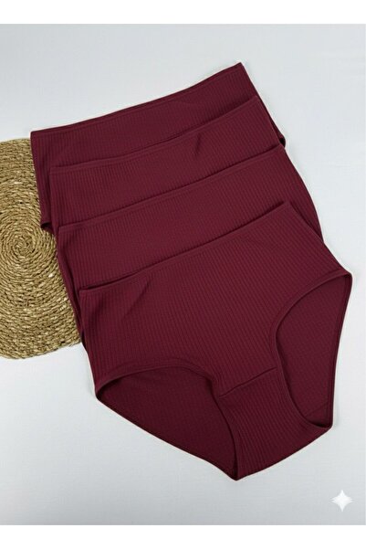 FUNELLA Women's Panties 4-Pack High Waist Stretch Fabric Cotton Ribbed Knit Rib