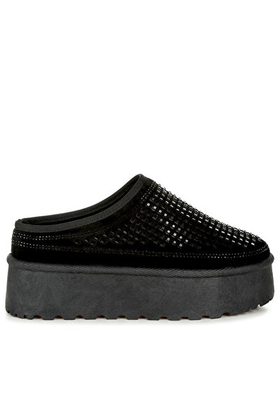 london Rag Women Black Rhinestones Embellished Platform Classic Slip-On