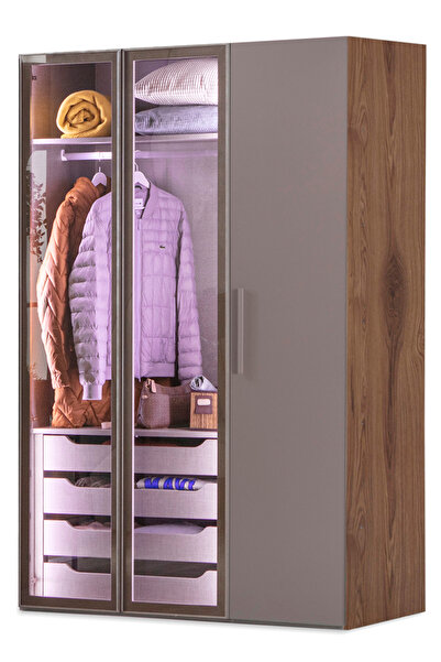 benim odam Atlas 3 Kapılı Cam Kapaklı Geniş Çekmeceli Dolap Genç / Çocuk Odas...