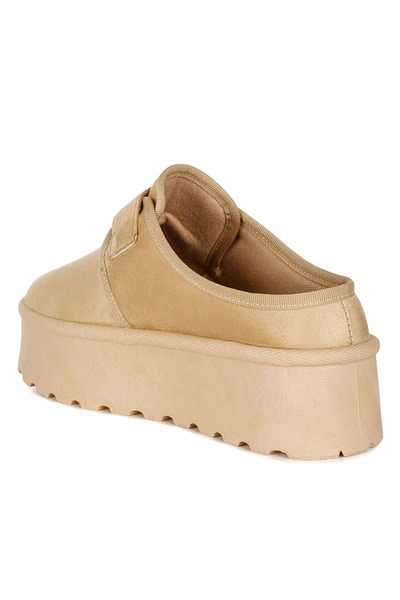 london Rag Buckle Strap Flatform Booties Beige