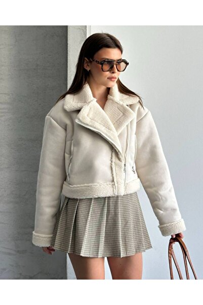 ZF BUTİK Plush Croquette Suede Coat with Zf Inside