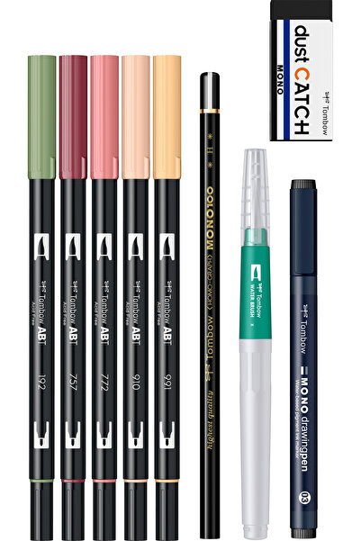 Tombow Floral Set creativ 9 piese pentru acuarela, caligrafie si grafica